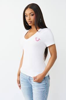 CRYSTAL BUDDHA V-NECK TEE, image 4