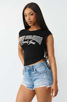 CRYSTAL SIDE-RUCHED BABY TEE, image 4