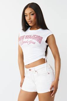 CAMISETA PEQUE&Ntilde;A CON LATERAL FRUNCIDO Y CRISTALES, image 2