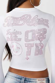 CRYSTAL SPORTY LONG SLEEVE BABY TEE, image 3