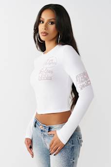 CRYSTAL SPORTY LONG SLEEVE BABY TEE, image 6