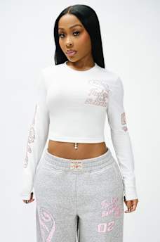 CRYSTAL SPORTY LONG SLEEVE BABY TEE, image 1