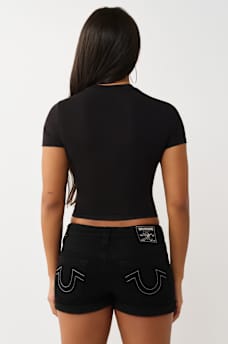 CRYSTAL BADDIE SLOGAN BABY TEE, image 5