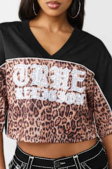 CRYSTAL LEOPARD JERSEY TOP, image 1