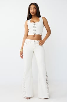 LACE-UP DENIM TOP, image 3