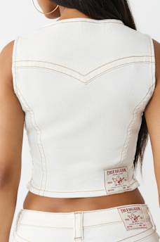 LACE-UP DENIM TOP, image 6