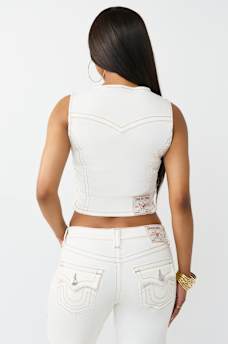 LACE-UP DENIM TOP, image 7
