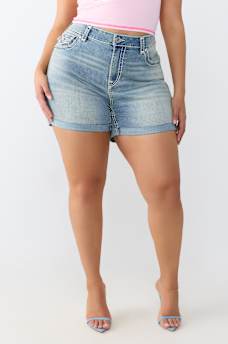 PLUS JENNIE MID RISE SUPER T FLAP CURVY SHORT