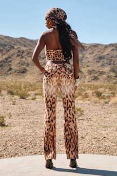 BECCA MID RISE LEOPARD FLAP BOOTCUT JEAN, image 2