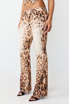 BECCA MID RISE LEOPARD FLAP BOOTCUT JEAN, image 3