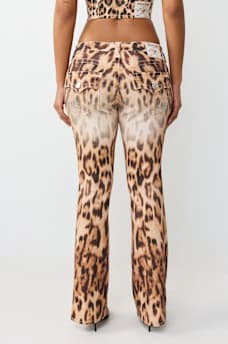 BECCA MID RISE LEOPARD FLAP BOOTCUT JEAN, image 4