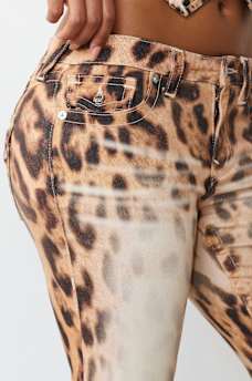 BECCA MID RISE LEOPARD FLAP BOOTCUT JEAN, image 5