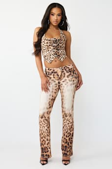 BECCA MID RISE LEOPARD FLAP BOOTCUT JEAN, image 8