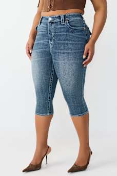 PLUS JENNIE MID RISE FLAP CURVY SKINNY CAPRI, image 3