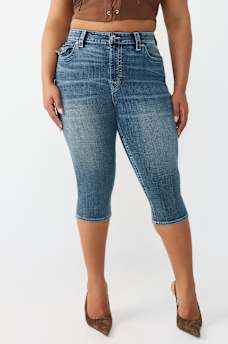 PLUS JENNIE MID RISE FLAP CURVY SKINNY CAPRI, image 1