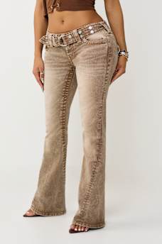 JOEY LOW RISE BELTED BIG T FLARE JEAN, image 1