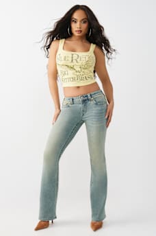 BECCA MID RISE ARCHED LOGO BOOTCUT JEAN , image 4