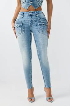 JENNIE MID RISE RETRO POCKET FLAP CURVY SKINNY JEAN, image 1