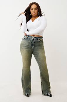 PLUS BECCA MID RISE BIG T BOOTCUT JEAN, image 2