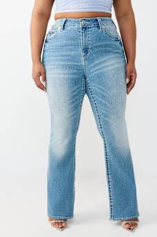 PLUS BECCA MID RISE BIG T TATTOO FLAP BOOTCUT JEAN, image 2