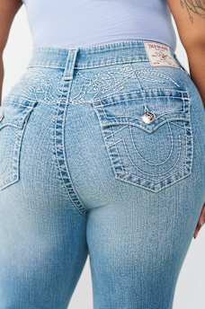 PLUS BECCA MID RISE BIG T TATTOO FLAP BOOTCUT JEAN, image 1