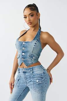 CHALECO DE MEZCLILLA CON CUELLO REDONDO DE ESTILO CORS&Eacute;, image 6