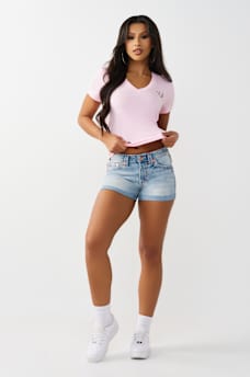 JENNIE MID RISE BIG T CURVY SHORT , image 3