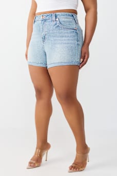 PLUS JENNIE MID RISE BIG T CURVY SHORT , image 4