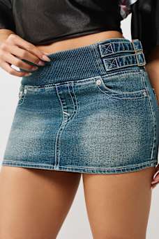DENIM PULL-ON Y2K MINI SKIRT, image 1