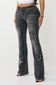 JEANS CORTE DE BOTA BECCA DE TIRO MEDIO CON APLIQUE, image 3