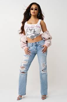 RICKI MID RISE RELAXED FLAP STRAIGHT  JEAN, image 2
