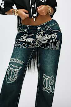 BOBBI MID RISE EMBROIDERED BIG T BAGGY JEAN, image 2