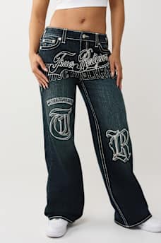 BOBBI MID RISE EMBROIDERED BIG T BAGGY JEAN, image 3