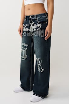 BOBBI MID RISE EMBROIDERED BIG T BAGGY JEAN, image 6