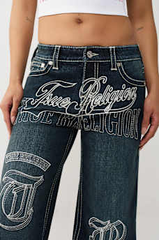 BOBBI MID RISE EMBROIDERED BIG T BAGGY JEAN, image 7