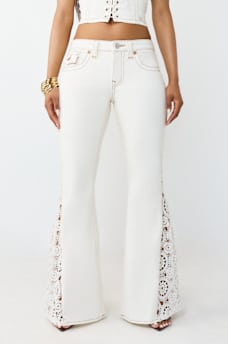 CROCHET MID RISE FLAP FLARE JEAN, image 3