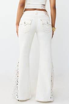 CROCHET MID RISE FLAP FLARE JEAN, image 5