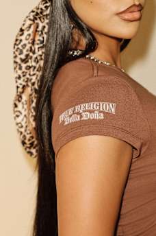 TRUE RELIGION X BELLA DOÑA CRYSTAL BUENA SUERTE BABY TEE, image 6