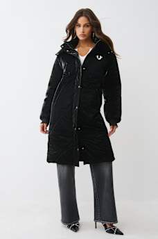 HIGH-SHINE METALLIC LONG PUFFER JACKET, image 3