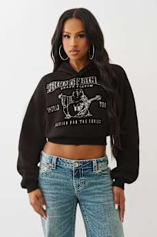 CRYSTAL LOGO SHRUNKEN HOODIE, image 2