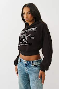 CRYSTAL LOGO SHRUNKEN HOODIE, image 4