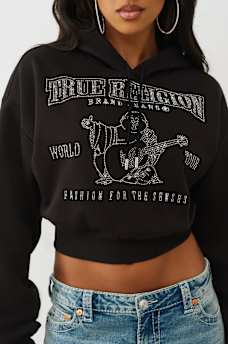 CRYSTAL LOGO SHRUNKEN HOODIE, image 1