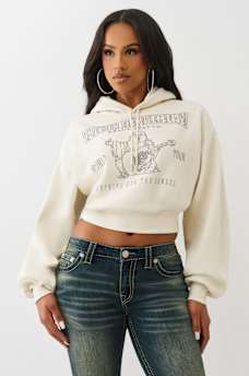 CRYSTAL LOGO SHRUNKEN HOODIE, image 2