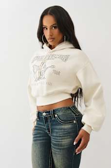 CRYSTAL LOGO SHRUNKEN HOODIE, image 4