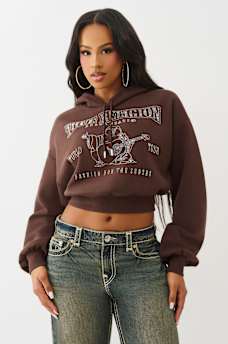 CRYSTAL LOGO SHRUNKEN HOODIE, image 2