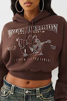 CRYSTAL LOGO SHRUNKEN HOODIE, image 1