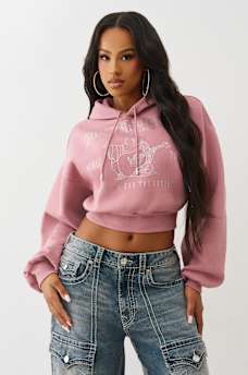 CRYSTAL LOGO SHRUNKEN HOODIE, image 2