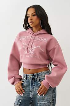 CRYSTAL LOGO SHRUNKEN HOODIE, image 4