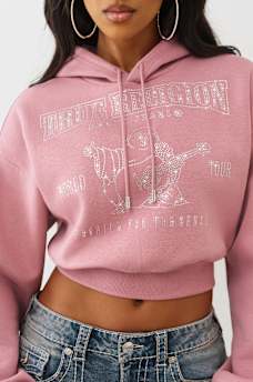 CRYSTAL LOGO SHRUNKEN HOODIE, image 1