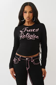 CRYSTAL SIDE RUCHED BABY LONG SLEEVE TEE , image 2